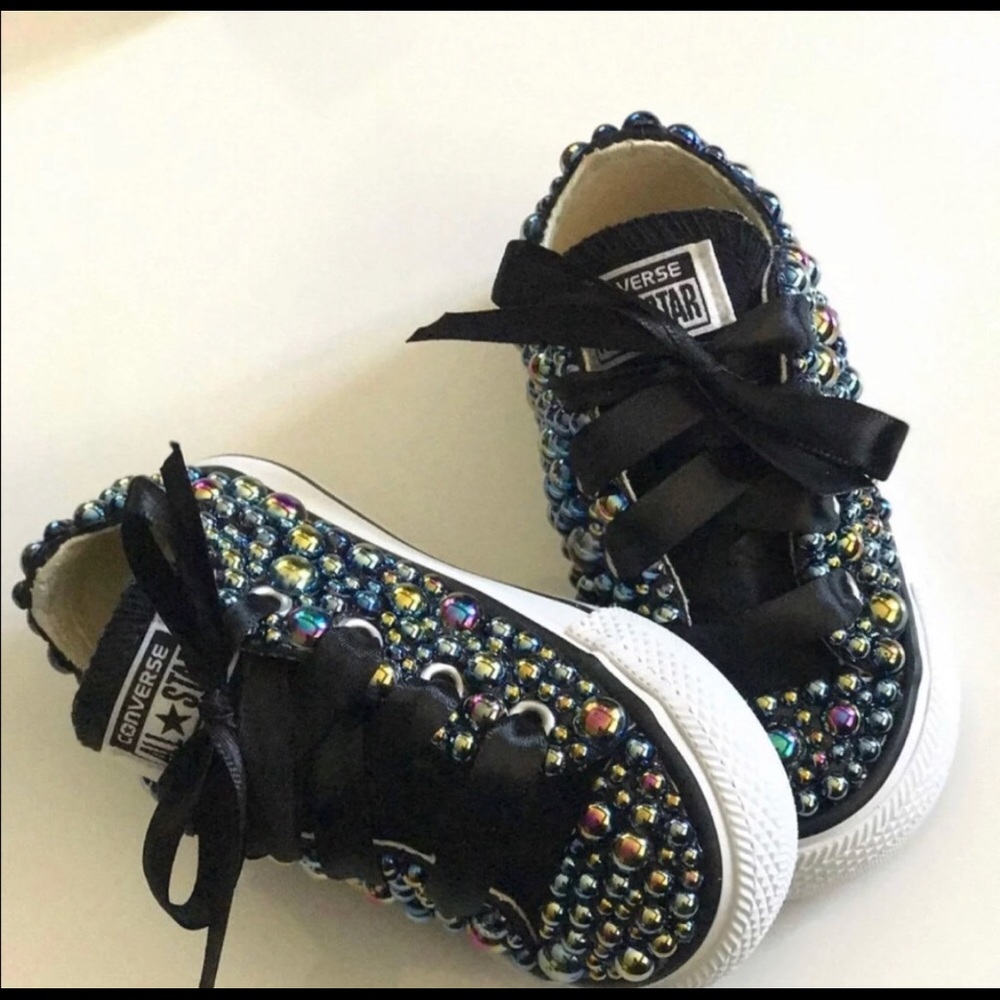 Black Iridescent Custom Converse Size 5C